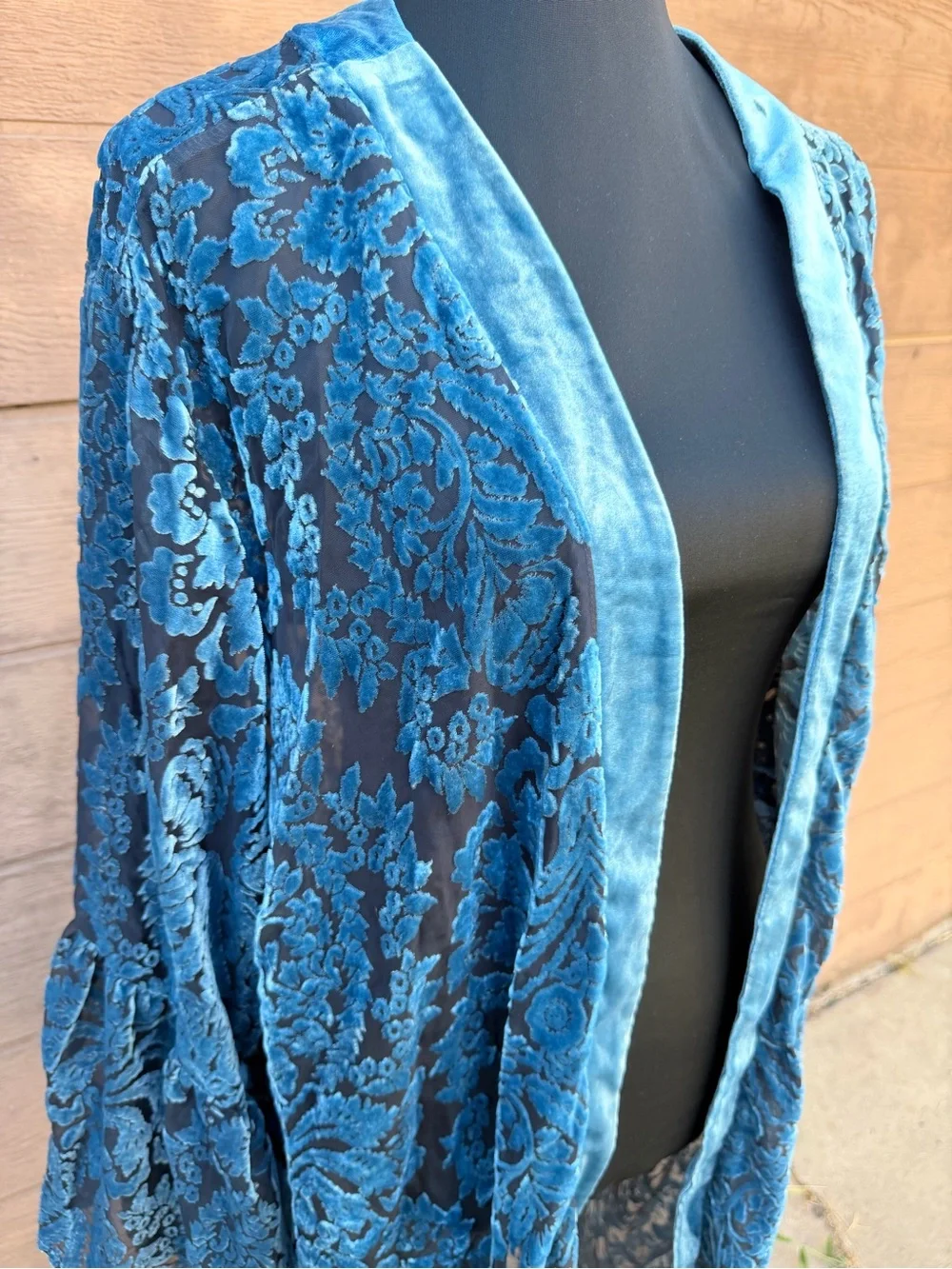 Torrid Velvet Burnout Kimono Robe - Teal Blue
